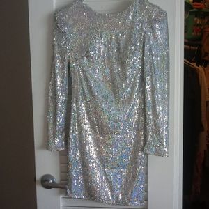 Silver sequin mini dress NWOT